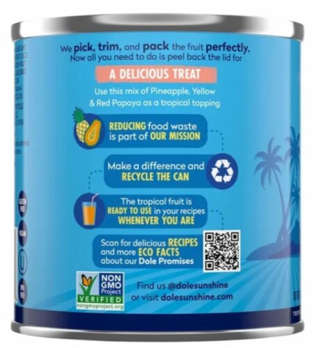 Dole Tropical Fruit in Light Syrup and Passion Fruit Juice 15.25 oz (Pack of 3) Perspective: back