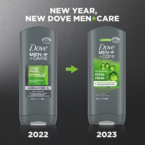 Dove Men Plus Care Body & Face Wash Extra Fresh - 13.5 oz (Pack of 14) Perspective: back