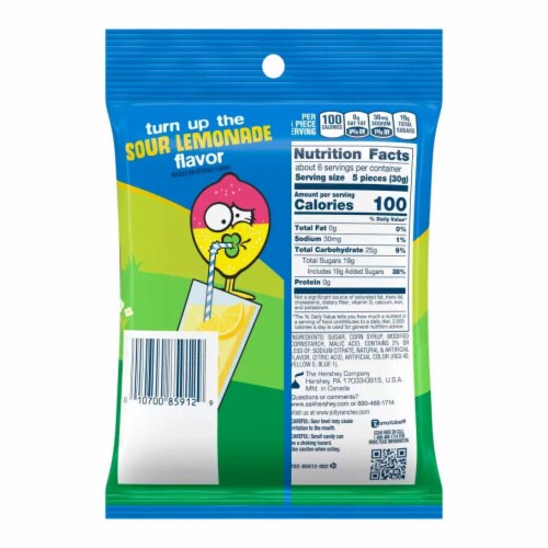 JOLLY RANCHER Gummies 2 In 1 Sour Lemonade Stand Flavors Peg Bag (Pack of 10) Perspective: back