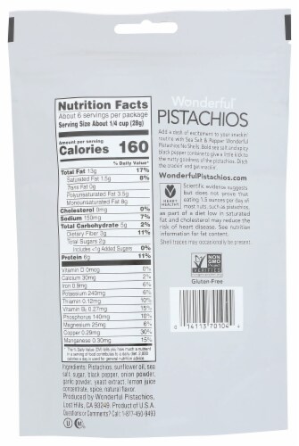 Wonderful Pistachio Sea Salt & Pepper No Shells Pistachios (Pack of 3) Perspective: back