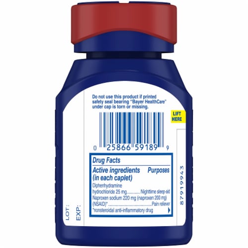 PM Easy Open Cap Pain Reliever & Nighttime Sleep Aid Caplets - 80 Count (Pack of 14) Perspective: back
