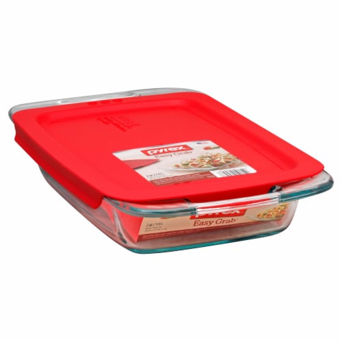 Pyrex Easy Grab 2-Qt Glass Baking Dish with Red Lid (Pack of 8) Perspective: back