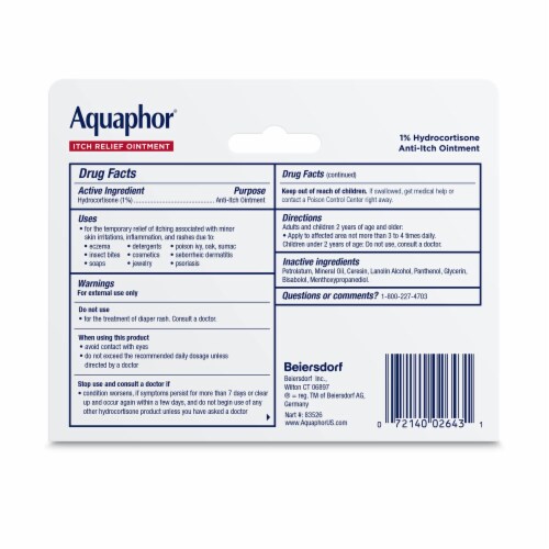 Aquaphor Itch Relief Ointment - 1% Hydrocortisone, 1 Oz (Pack of 12) Perspective: back