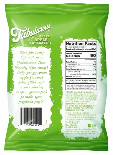 Darrell Lea Fabulicious Apple Sour Candy Stix 7oz Bag (Pack of 16) Perspective: back