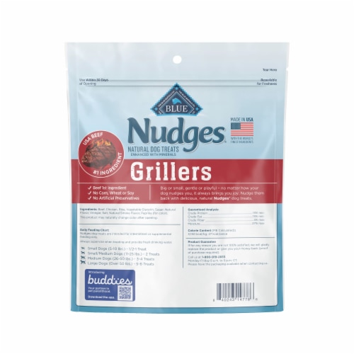 Blue Buffalo Nudges Grillers Natural Dog Treats Steak 16oz Bag (Pack of 12) Perspective: back