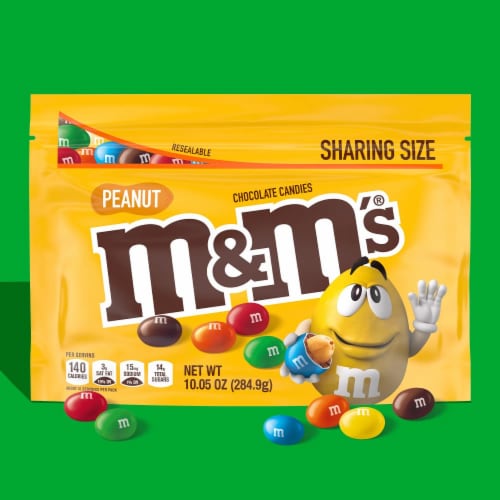 M&M S Peanut Milk Chocolate Sharing Size - 10.05 Oz Resealable Bag (Pack of 32) Perspective: back