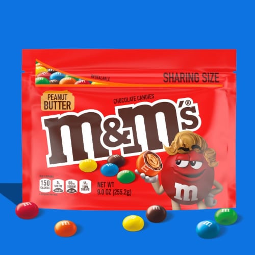 M&M S Peanut Butter Chocolate Candy Sharing Size - 9 Oz Bag (Pack of 8) Perspective: back