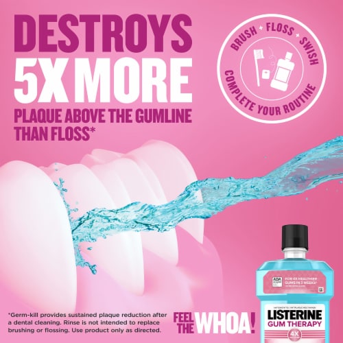 Listerine Gum Therapy Anti-Gingivitis Mouthwash Glacier Mint 1 L (Pack of 48) Perspective: back