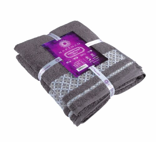 KAFTHAN Textile Plaid Turkish Cotton Bath Towels (Set of 4) Perspective: back