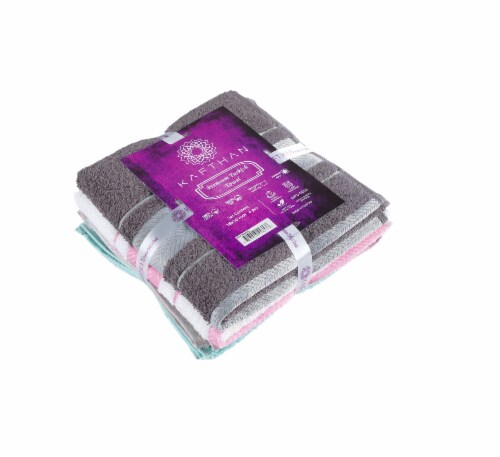 KAFTHAN Textile Multicolor Fishbone Turkish Cotton Face/Hand/Hair Bath Towels (Set of 4) Perspective: back