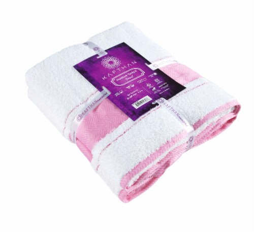KAFTHAN Textile Fishbone Turkish Cotton Bath Towels (Set of 2) Perspective: back