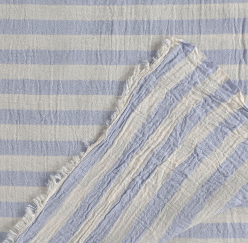Textile Muslin Striped Cotton Full Coverlet Perspective: back