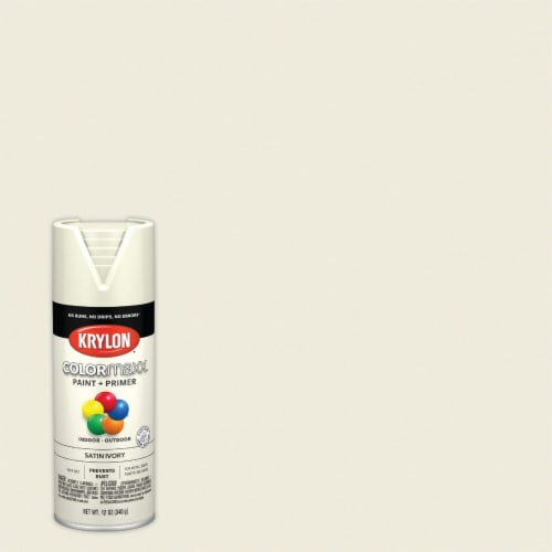 Krylon® ColorMaxx Satin Ivory Indoor/Outdoor Spray Paint and Primer Perspective: back