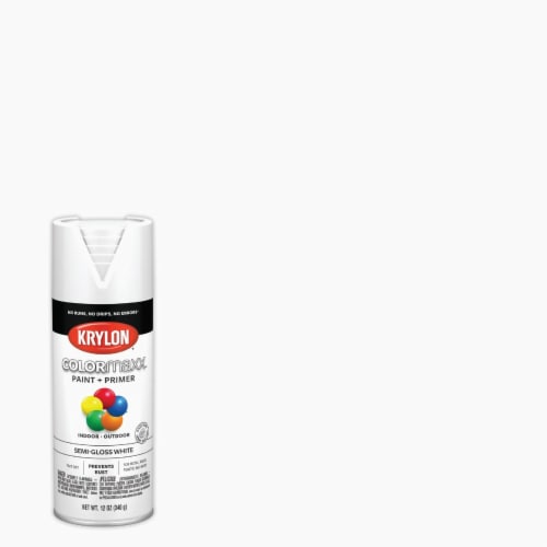 Krylon® ColorMaxx™ Indoor/Outdoor Spray Paint + Primer - Semi-Gloss White Perspective: back