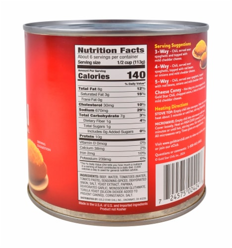 Gold Star® Canned Chili Perspective: back