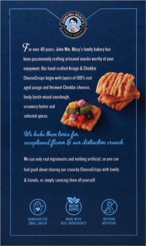 John Wm. Macy's® Asiago and Cheddar Cheese Crisps Perspective: back