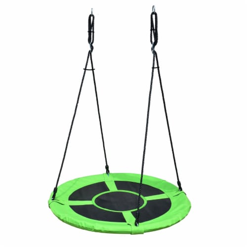 Swinging Monkey Giant 40 Inch Web Fabric Outdoor Family Play Saucer Swing, Green Perspective: back