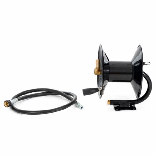 Apache 99023586 Steel Pressure Washer Reel for 50 Foot Hose with Pump, Black Perspective: back