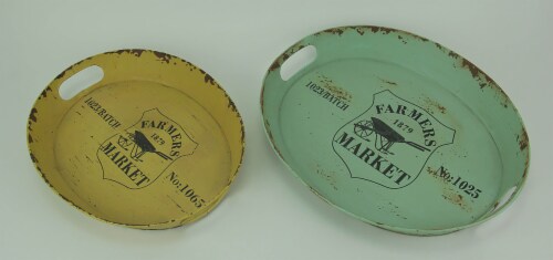 Distressed Finish Glasgow Farm Serving Tray Set of 2 Perspective: back