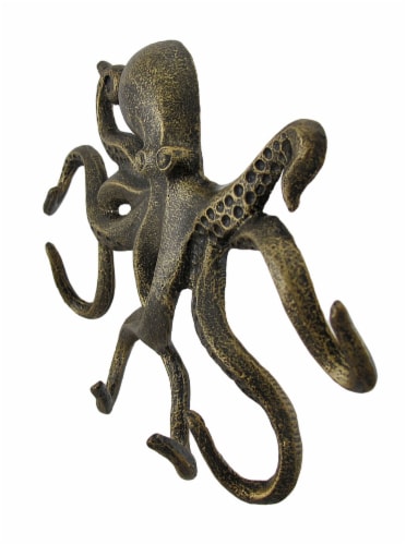 Swimming Octopus Antique Bronze Finish Decorative Wall Hook, One