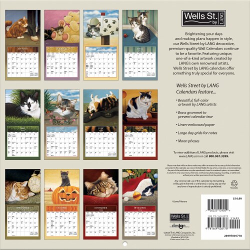 Wells Street by Lang Cats 2024 Wall Calendar Perspective: back