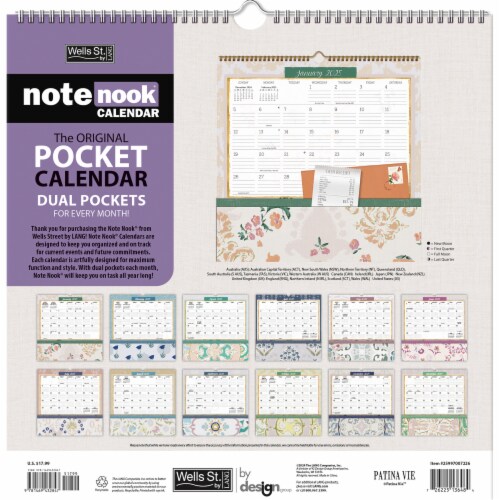 WSBL 2025 Note Nook Patina Vie™ Wall Calendar Perspective: back