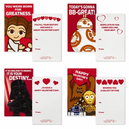 Hallmark Kids' Valentine Cards and Mailbox for Classroom Exchange (Star Wars) Perspective: back