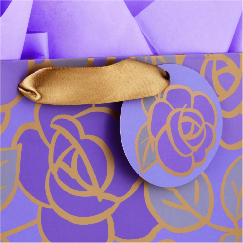 Large Gift Bag #50: Hallmark Large Gift Bag with Tissue Paper Purple Flowers Perspective: back