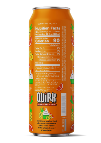 Quirk® Pineapple Orange Whip Hard Seltzer Single Can Perspective: back