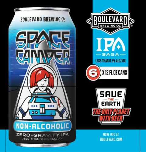 Boulevard Brewing Co® Space Camper Non-Alcholic Zero-Gravity IPA Craft Beer Perspective: back
