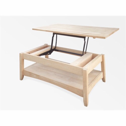 International Concepts Unfinished Bombay Coffee Table with Lift Top Perspective: back