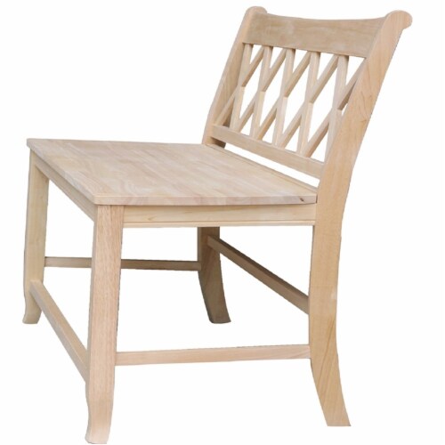 Armless Double X Back Natural Solid Wood Bench with a Seat Height