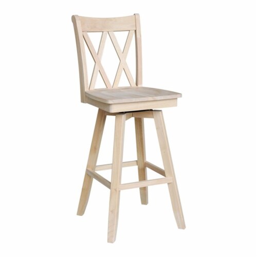 Double  X  Back Bar height Stool - With Swivel Seat - 30  Seat Height Perspective: back