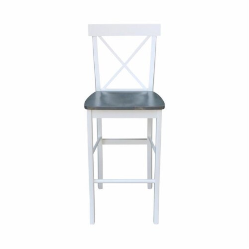 X-back Solid Wood Bar Height Stool  in White/Heather Gray Perspective: back