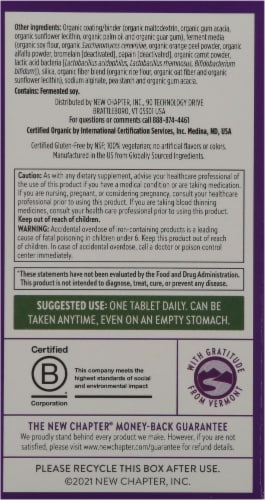 New Chapter Every Woman's One Daily Whole-Food Multivitamin Vegetarian Tablets Perspective: back