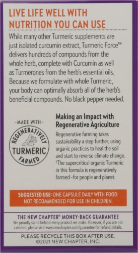 New Chapter Organics Turmeric Force Vegetarian Capsules Perspective: back