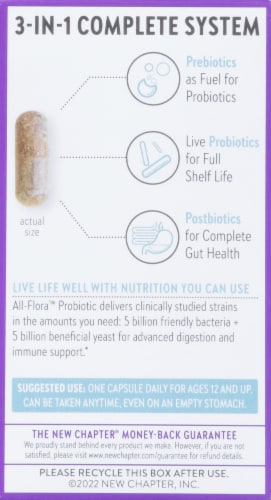 New Chapter® Complete Gut Health Probiotic All-Flora Vegan Capsules Perspective: back
