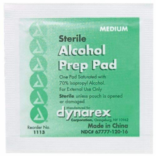 Dynarex 1113 Latex Free Sterile Alcohol Preparation Pad (Pack Of 2000) Perspective: back