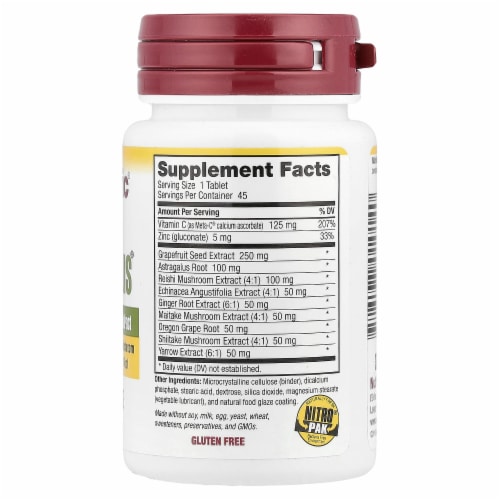 NutriBiotic Defense Plus Dietary Supplement Vegan Tablets Perspective: back