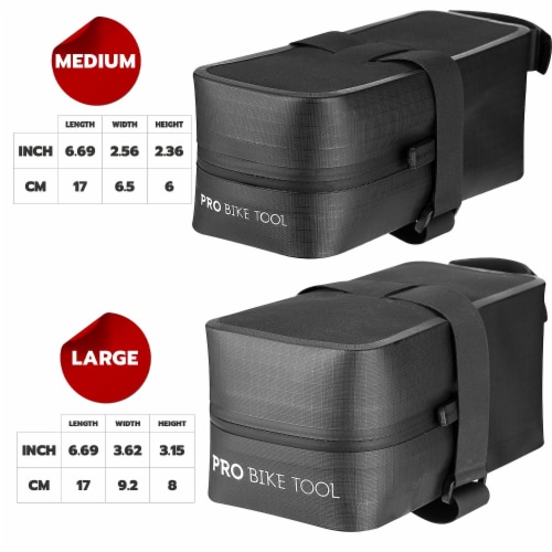 PRO BIKE TOOL Bicycle Saddle Bag - Medium Strap-On Under Seat Cycling Bag Perspective: back