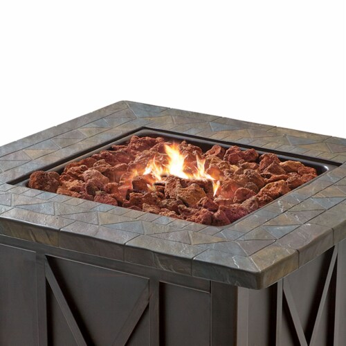 Endless Summer 30,000 BTU LP Gas Outdoor Fire Pit Table with Lava Rock, Bronze Perspective: back