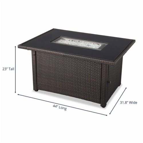 Endless Summer 40,000 BTU Rectangular LP Gas Outdoor Fire Pit Table, Brown/Black Perspective: back