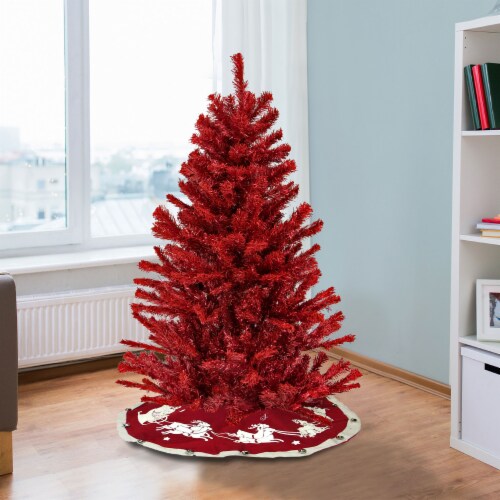 National Tree Company 4 Foot Full Unlit Artificial Christmas Holiday Tree, Red Perspective: back