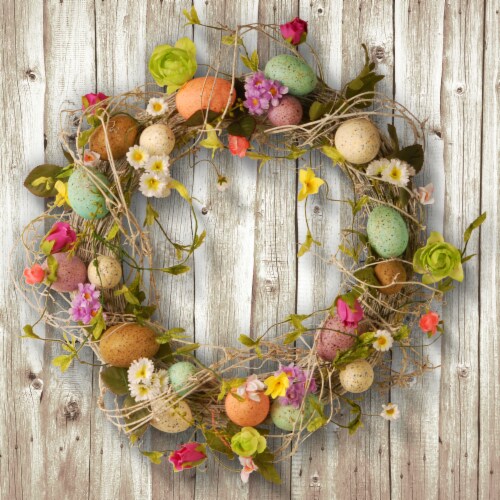National Tree Company 18 Garden Accents Easter Egg Wreath Perspective: back