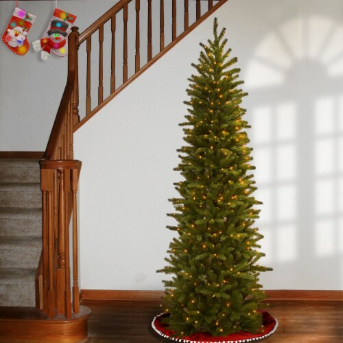 National Tree Company 7.5 ft. Grand Fir Pencil Slim Tree with Clear