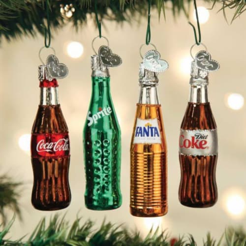 Old World Christmas Coca Cola Mini Beverage Set Glass Sprite Coke Fanta 14030 Perspective: back