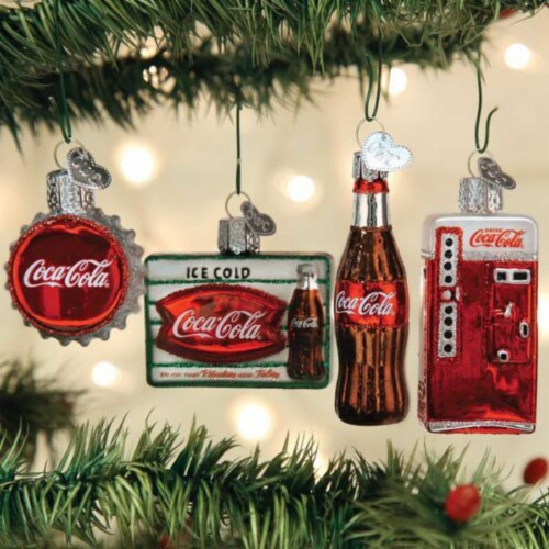 Old World Christmas Coca Cola Mini Diner Set Glass Ice Cold 14031 Perspective: back