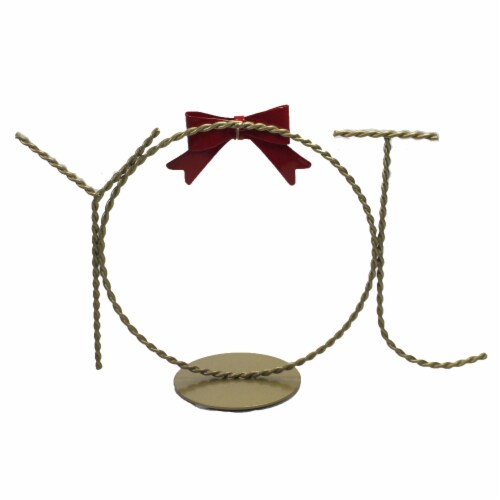 Old World Christmas Joy Ornament Stand Metal Red Bow Displayer 14202 Perspective: back
