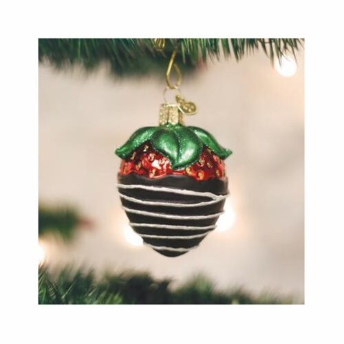 Old World Christmas: Chocolate Dipped Strawberry Glass Blown Ornament Perspective: back