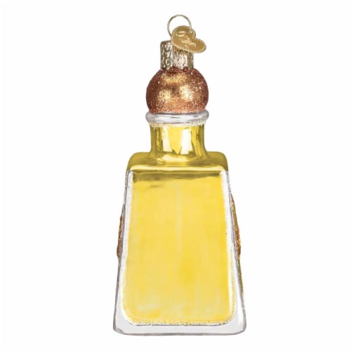 Old World Christmas Glass Blown Tequila Bottle Ornament Perspective: back